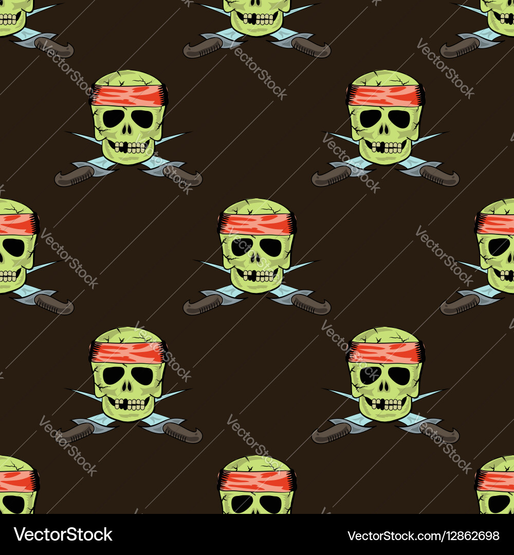Skull cross sharp dagger seamless pattern vector image