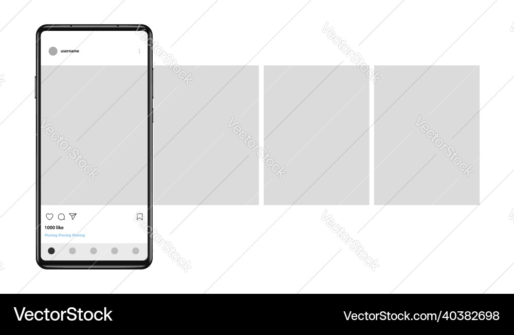 Smartphone with photo frame carousel interface Smartphone with photo frame carousel interface Vector Image