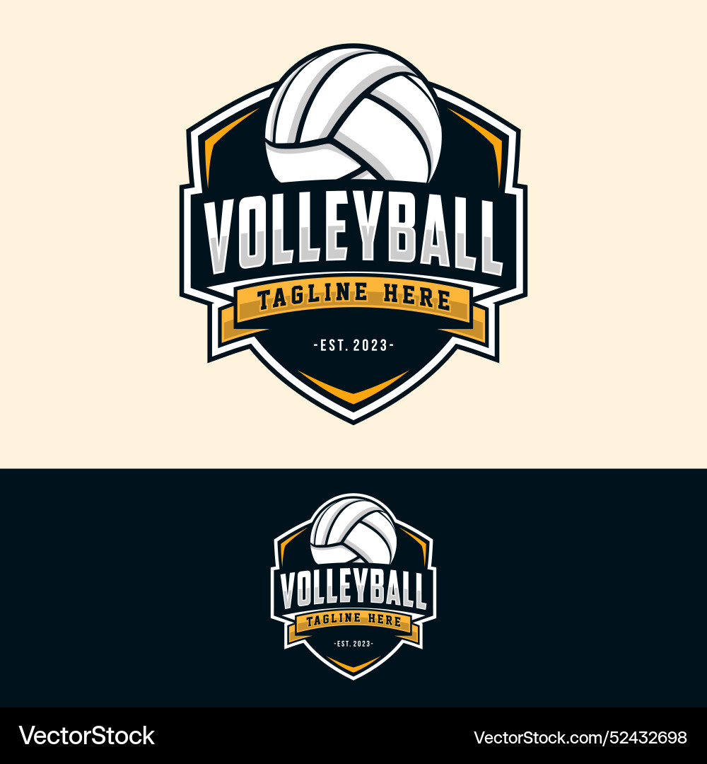 Volleyball Logo Template - Emblem Style Vector Image