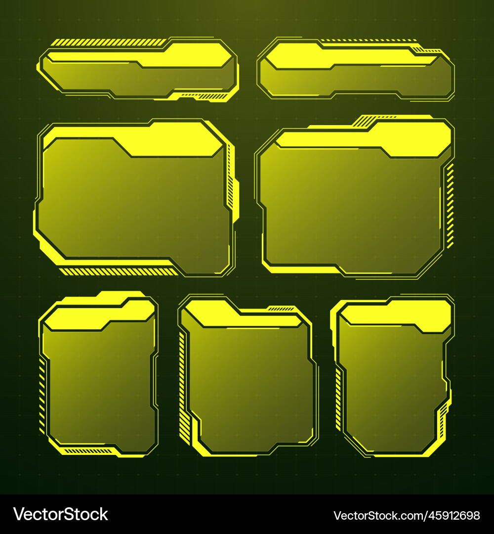Yellow futuristic hud ui elements sci-fi user Yellow futuristic hud ui elements sci-fi user vector image