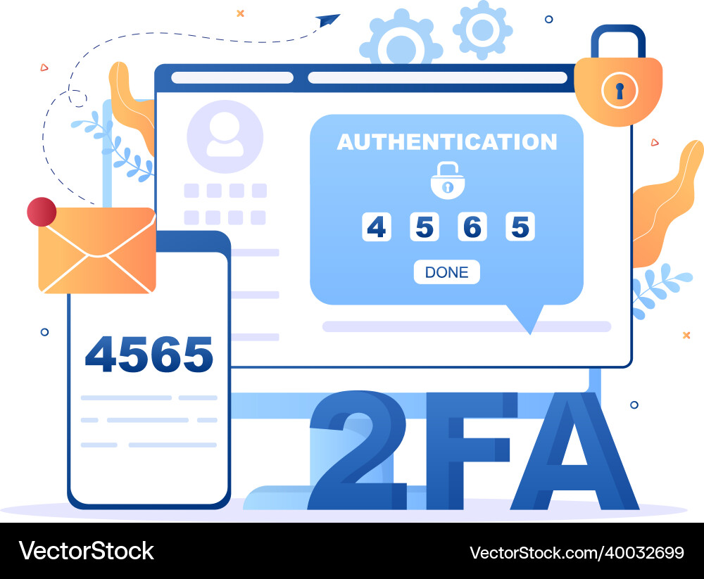 2fa two steps authentication password secure 2fa two steps authentication password secure vector image