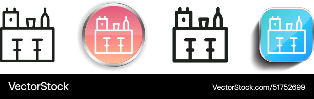 Bar icon thin linear regular and button style Bar icon thin linear regular and button style vector image