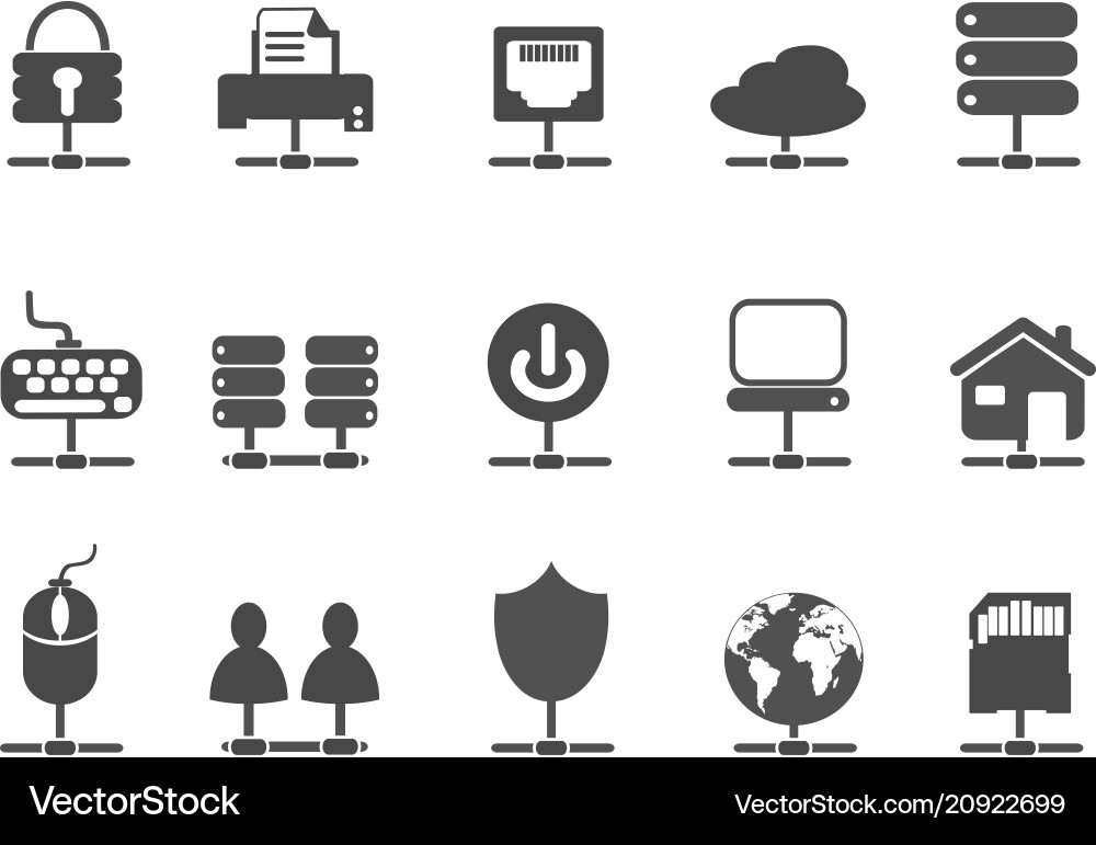 Black network connection icons set Black network connection icons set vector image