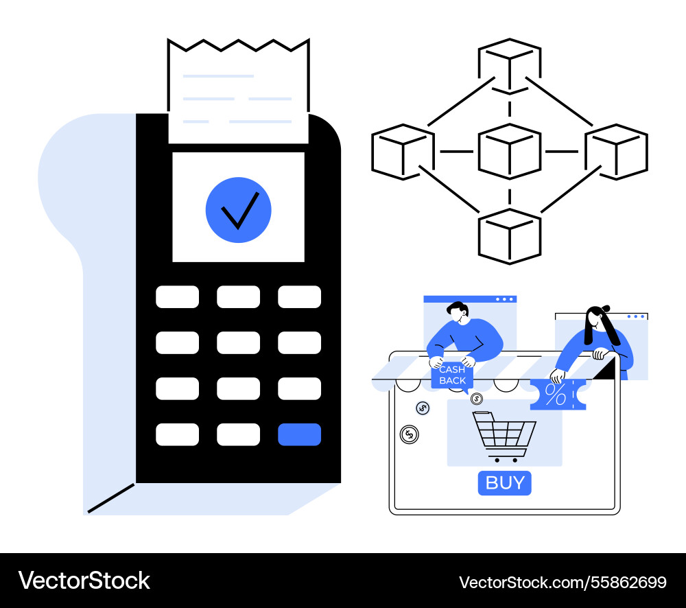 Blockchain network and digital payment solutions Blockchain network and digital payment solutions vector image