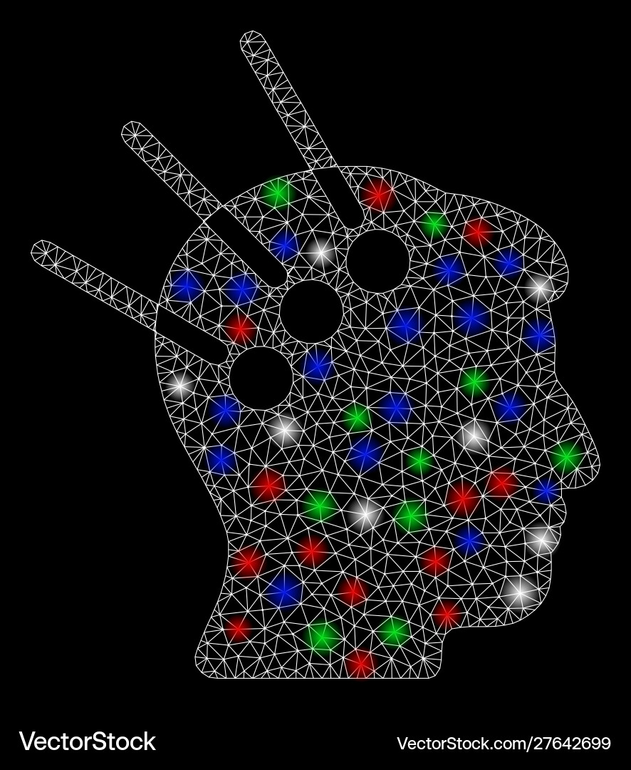 Bright mesh 2d neural interface with flash spots Bright mesh 2d neural interface with flash spots vector image