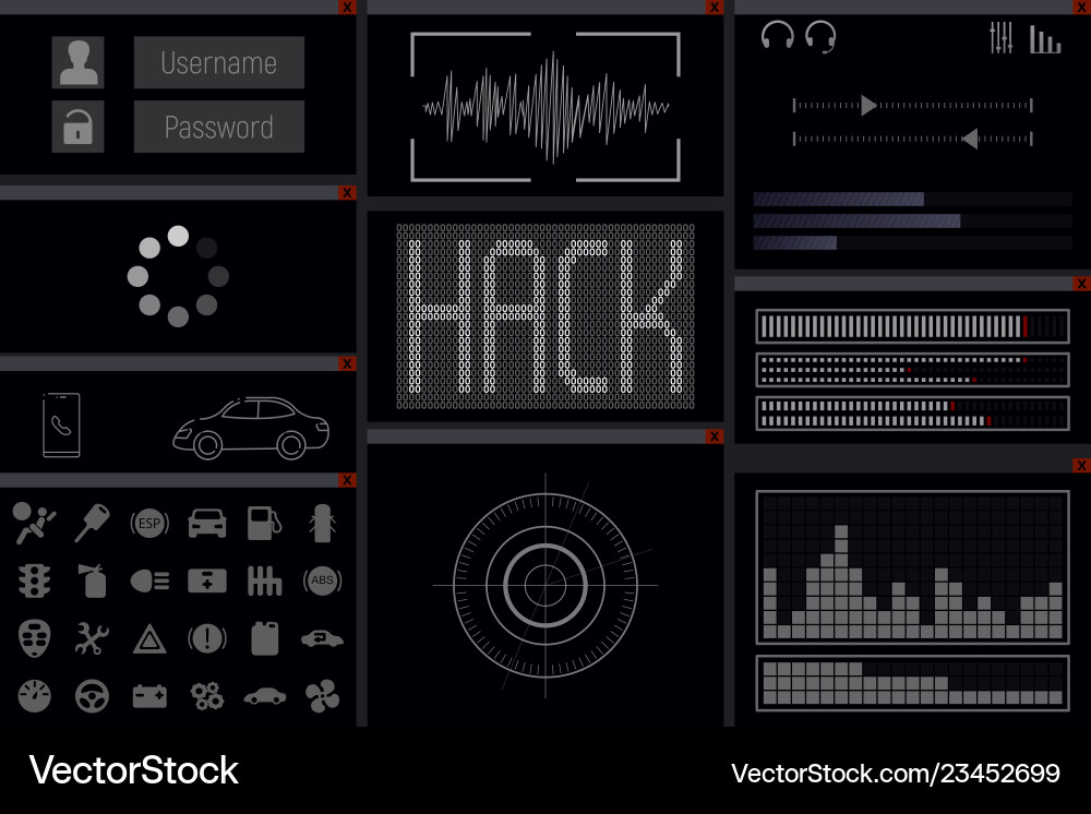 Car hack computer program Car hack computer program vector image