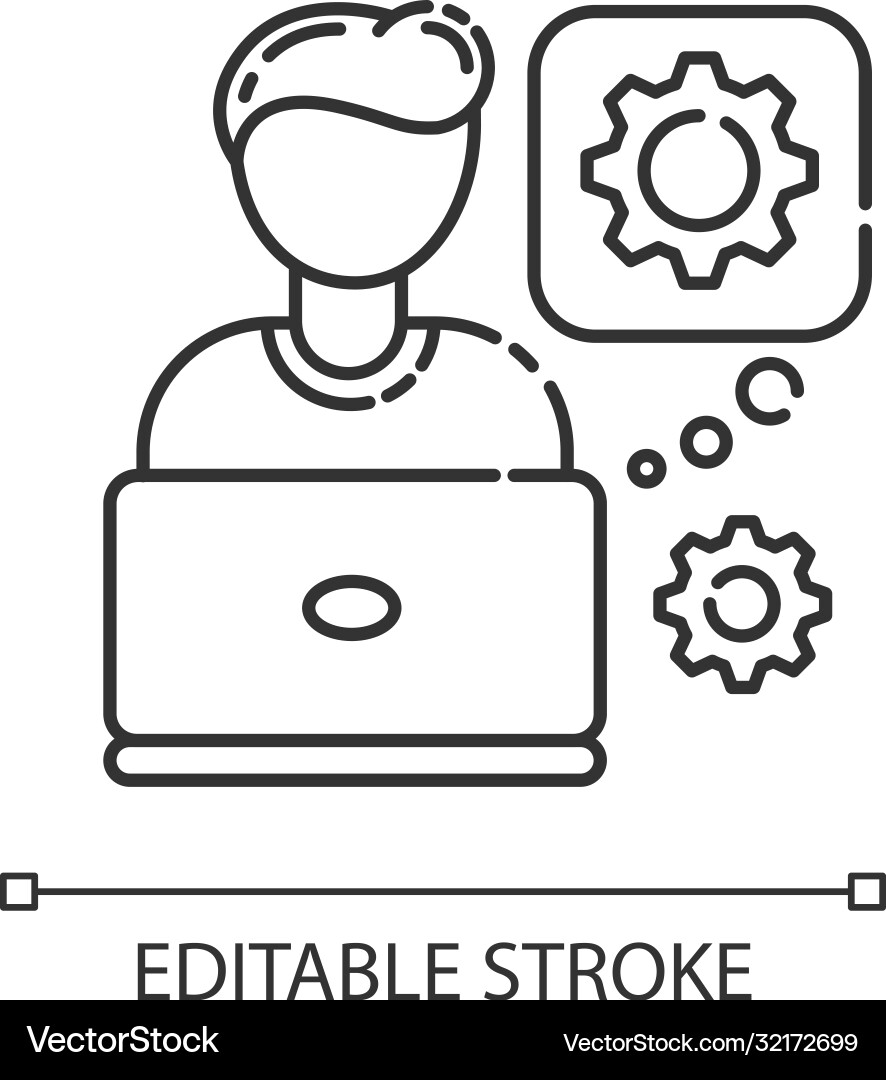 Computer engineer pixel perfect linear icon vector image