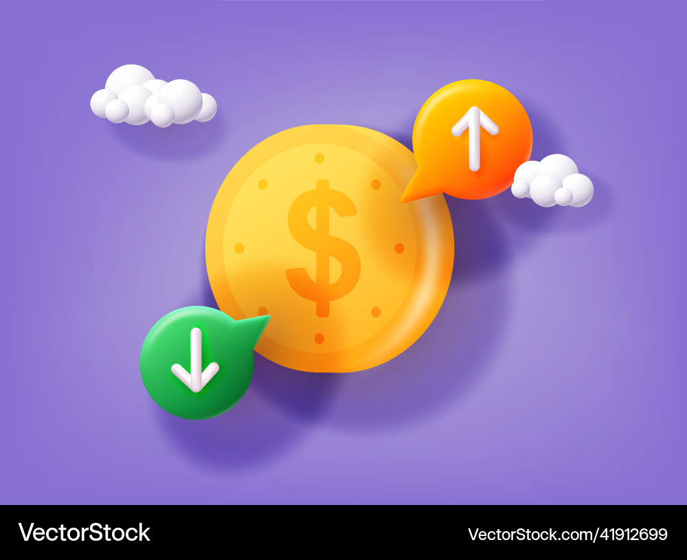 Cost of dollar with arrow down and up coin Vector Image