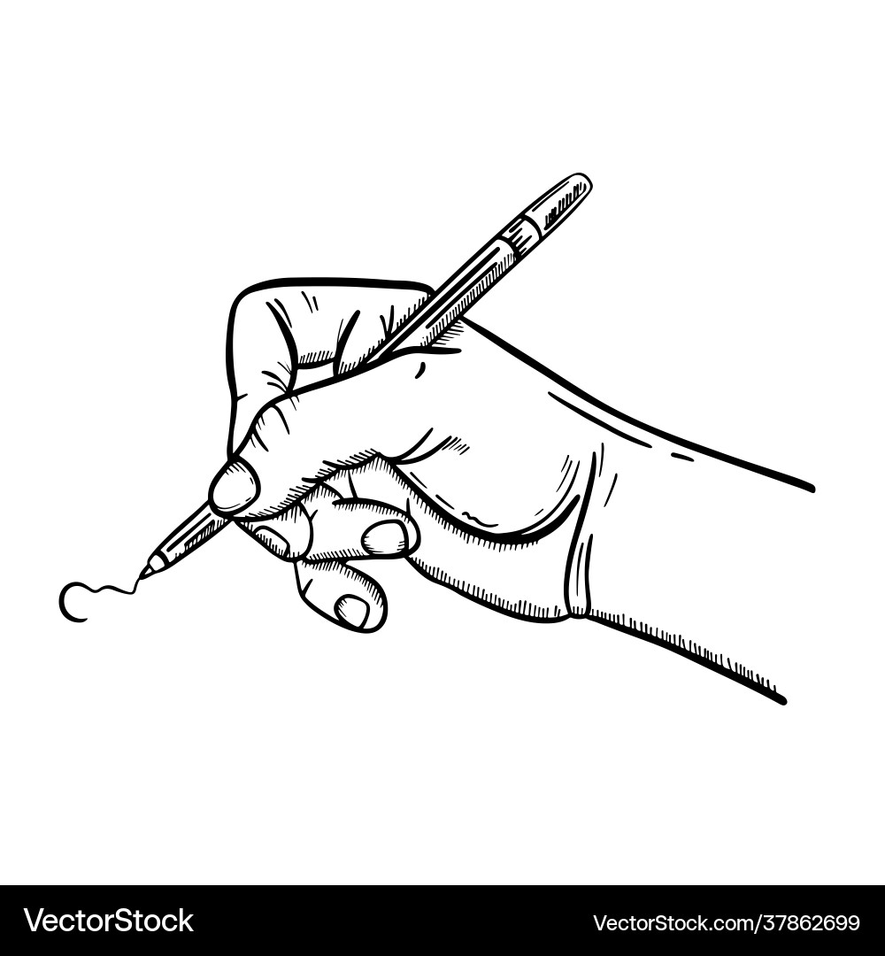Female hand in sketch style with pen Female hand in sketch style with pen vector image