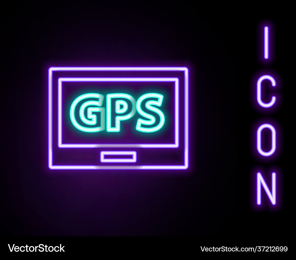 Glowing neon line gps device with map icon Glowing neon line gps device with map icon Vector Image