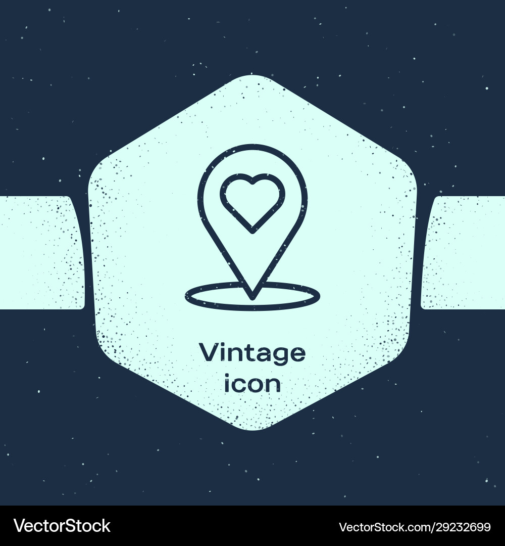 Grunge line map pointer with heart icon isolated Grunge line map pointer with heart icon isolated vector image