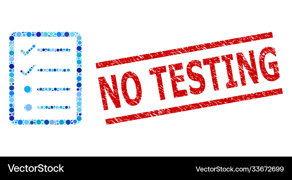Grunge no testing stamp print and checklist page Grunge no testing stamp print and checklist page vector image