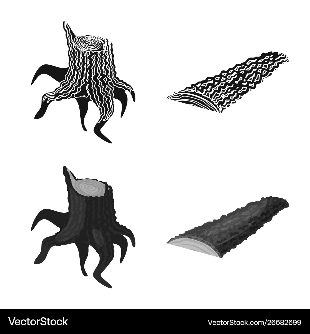 Isolated object tree and raw icon set Vector Image