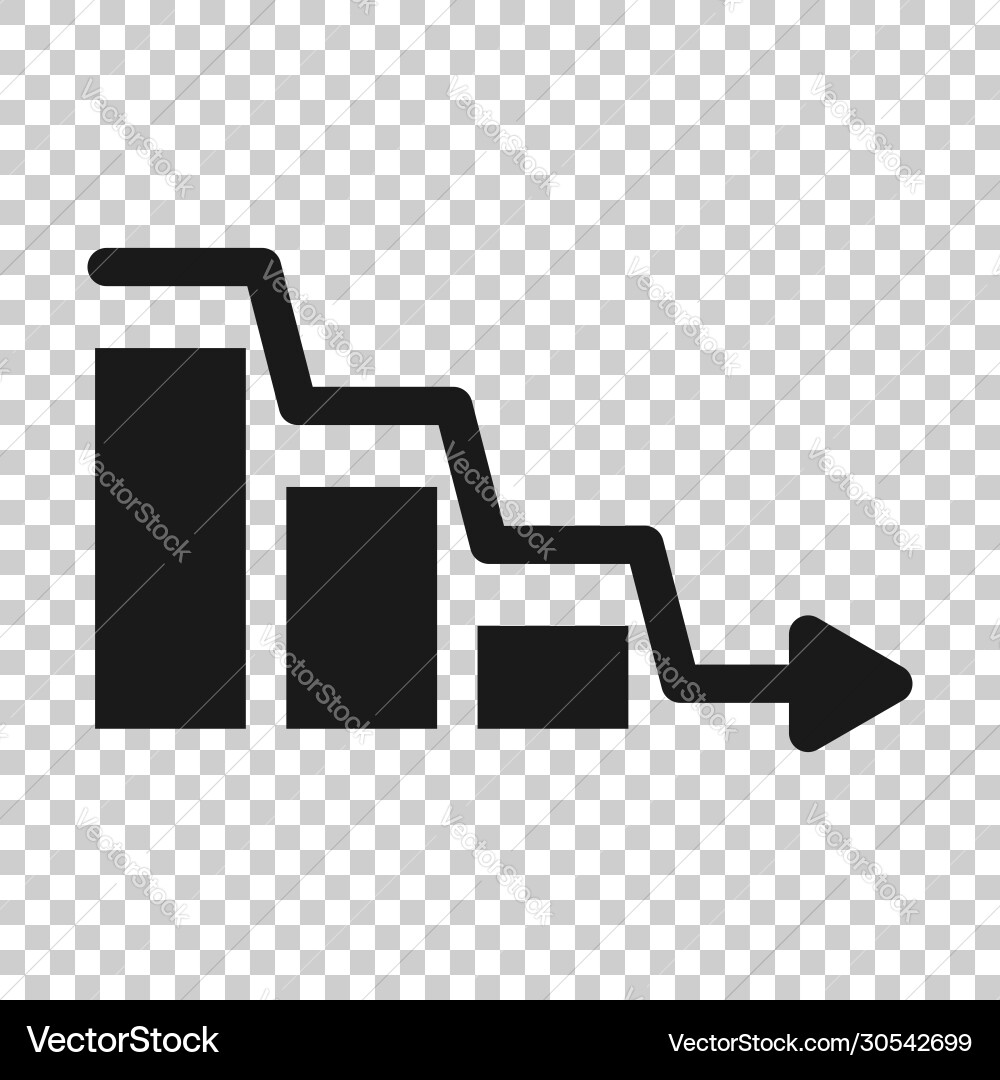 Market trend icon in flat style decline arrow Market trend icon in flat style decline arrow vector image