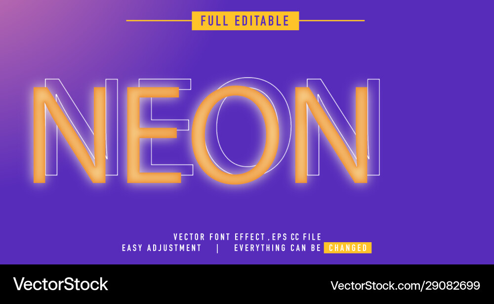 Neon text effect that can be edited easily Neon text effect that can be edited easily Vector Image