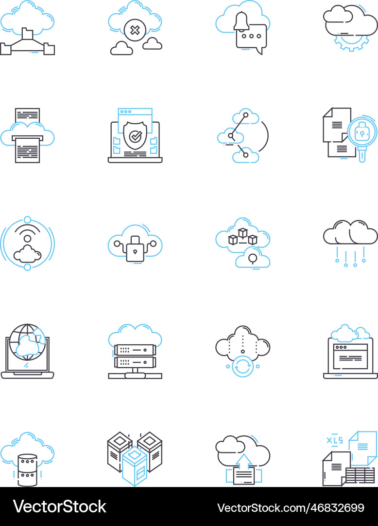 Online security linear icons set encryption Online security linear icons set encryption vector image