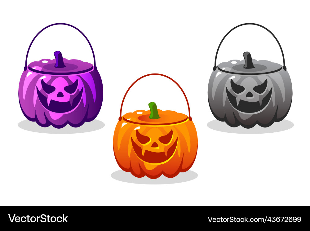 Orange empty pumpkin baskets halloween Orange empty pumpkin baskets halloween vector image