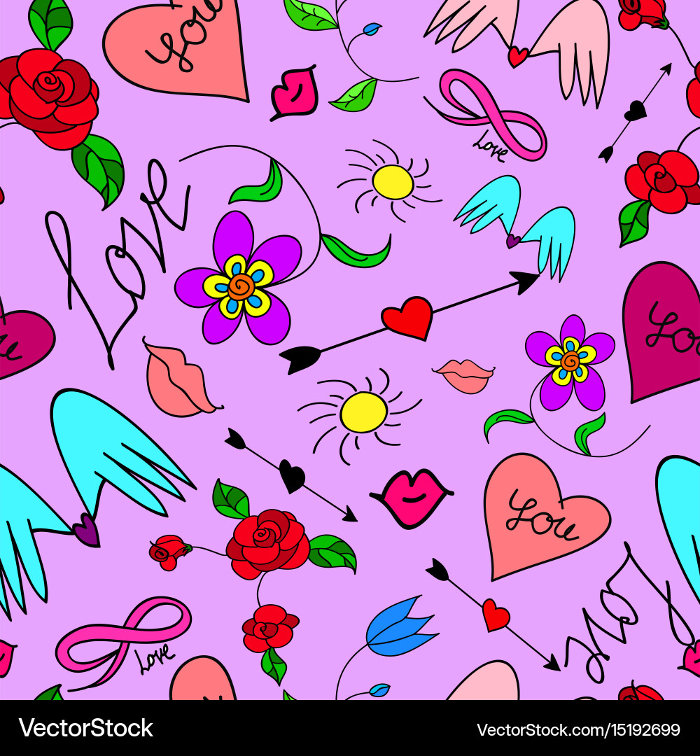 Seamless pattern with hearts and arrows vector image