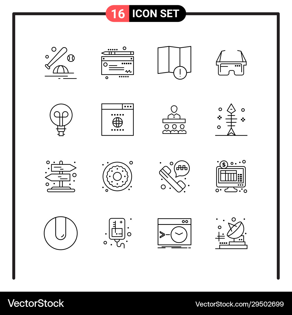 Set 16 line style icons for web and mobile Set 16 line style icons for web and mobile vector image