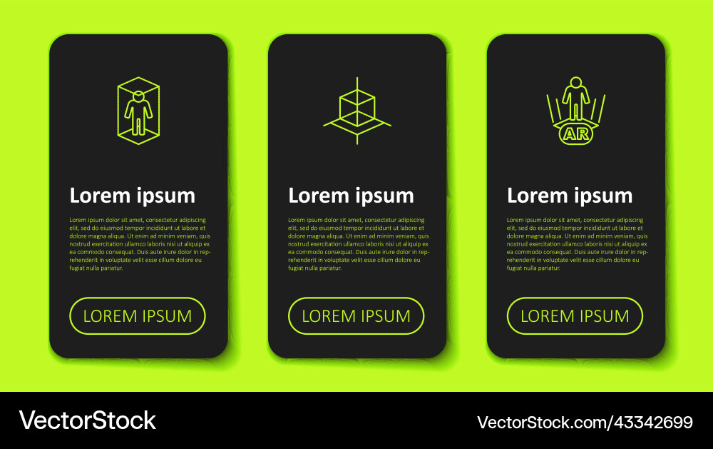 Set line 3d modeling and augmented reality ar vector image
