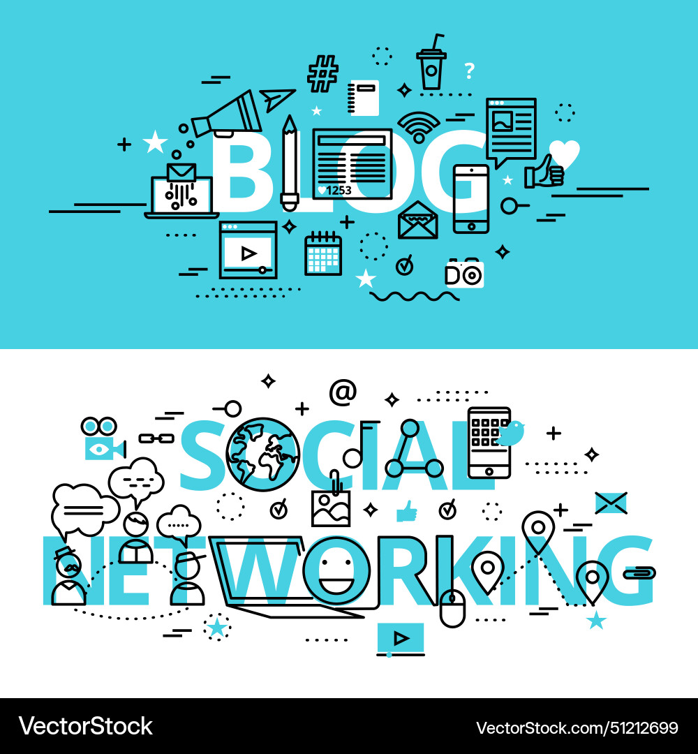 Set of social networking and blog concepts modern Set of social networking and blog concepts modern vector image