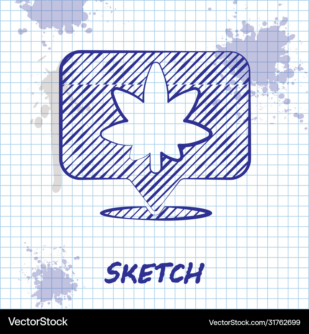 Sketch line map pointer and marijuana or cannabis Sketch line map pointer and marijuana or cannabis Vector Image
