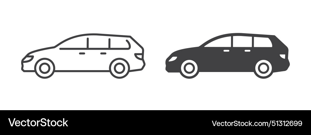 Wagon Auto Icons in Linie und solide Stile flach Wagon Auto Icons in Linie und solide Stile flach vektorbild
