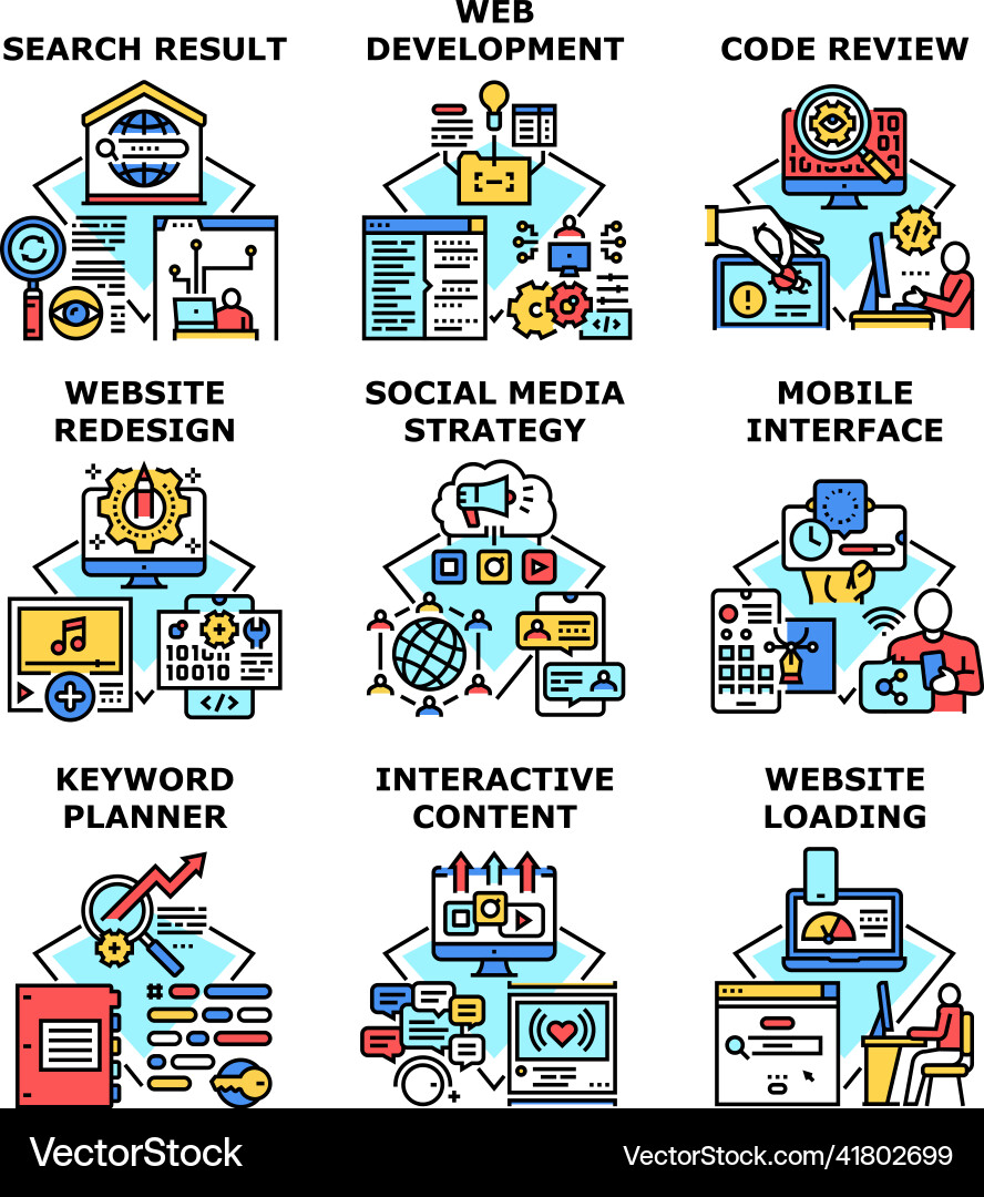 Web development set icons Web development set icons vector image