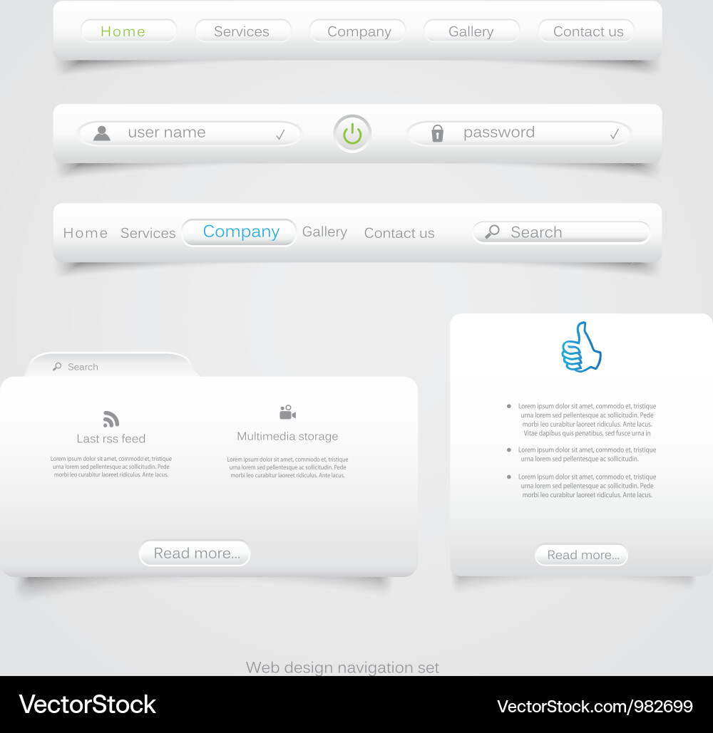 Web site navigation menu pack Royalty Free Vector Image