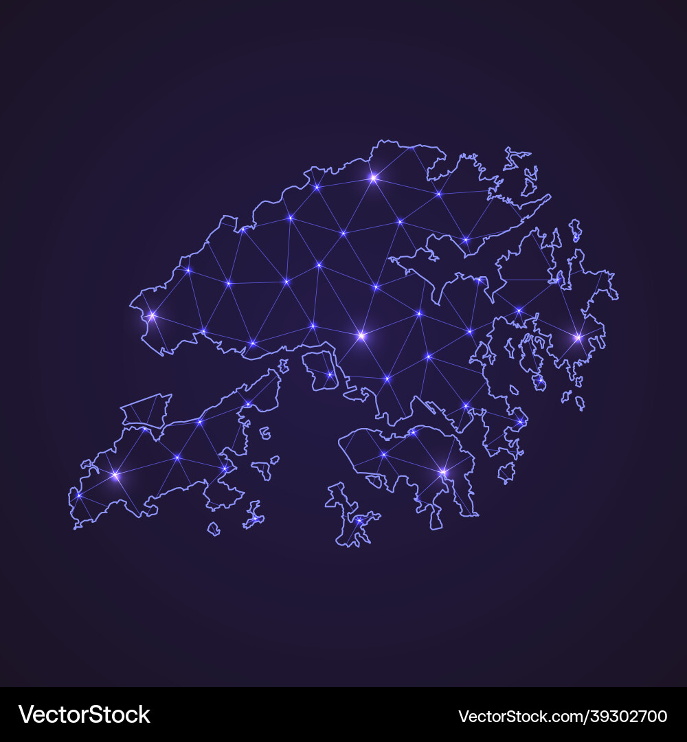 Abstract Network Hong Kong Map Vector Image