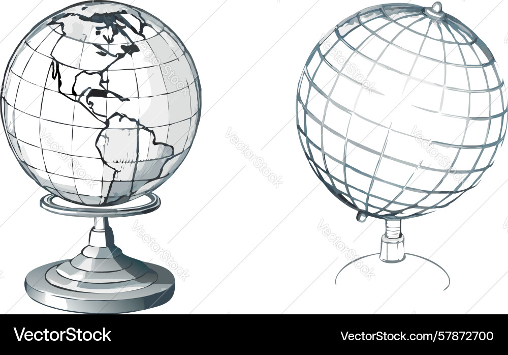 Artistic wireframe world globes design generative Vector Image