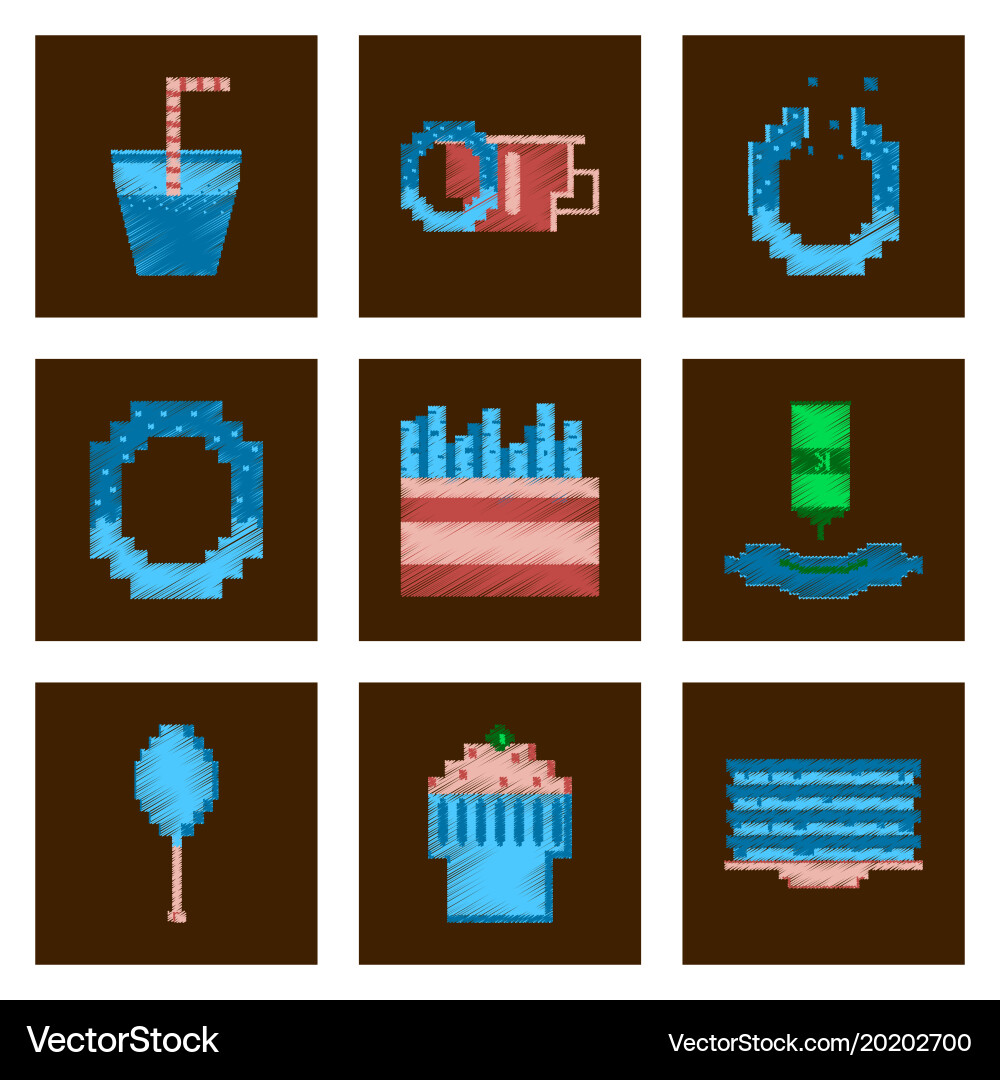 Assembly of flat shading style pixel icon fast Vector Image