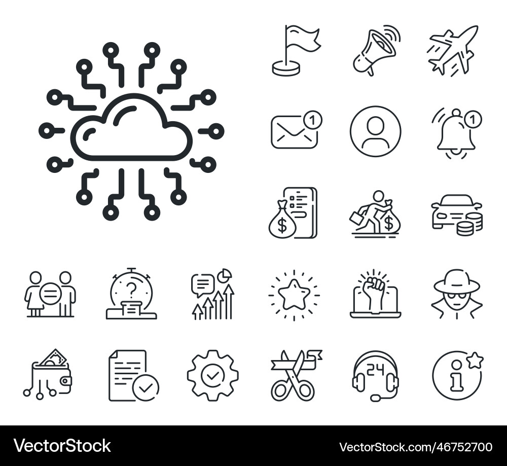 Cloud computing network line icon internet data Cloud computing network line icon internet data vector image