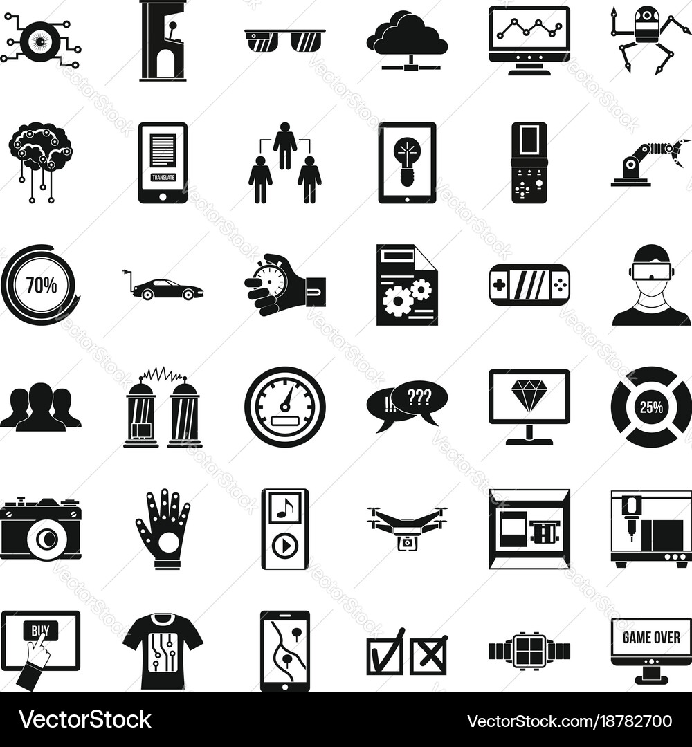 Computer icons set simple style vector image