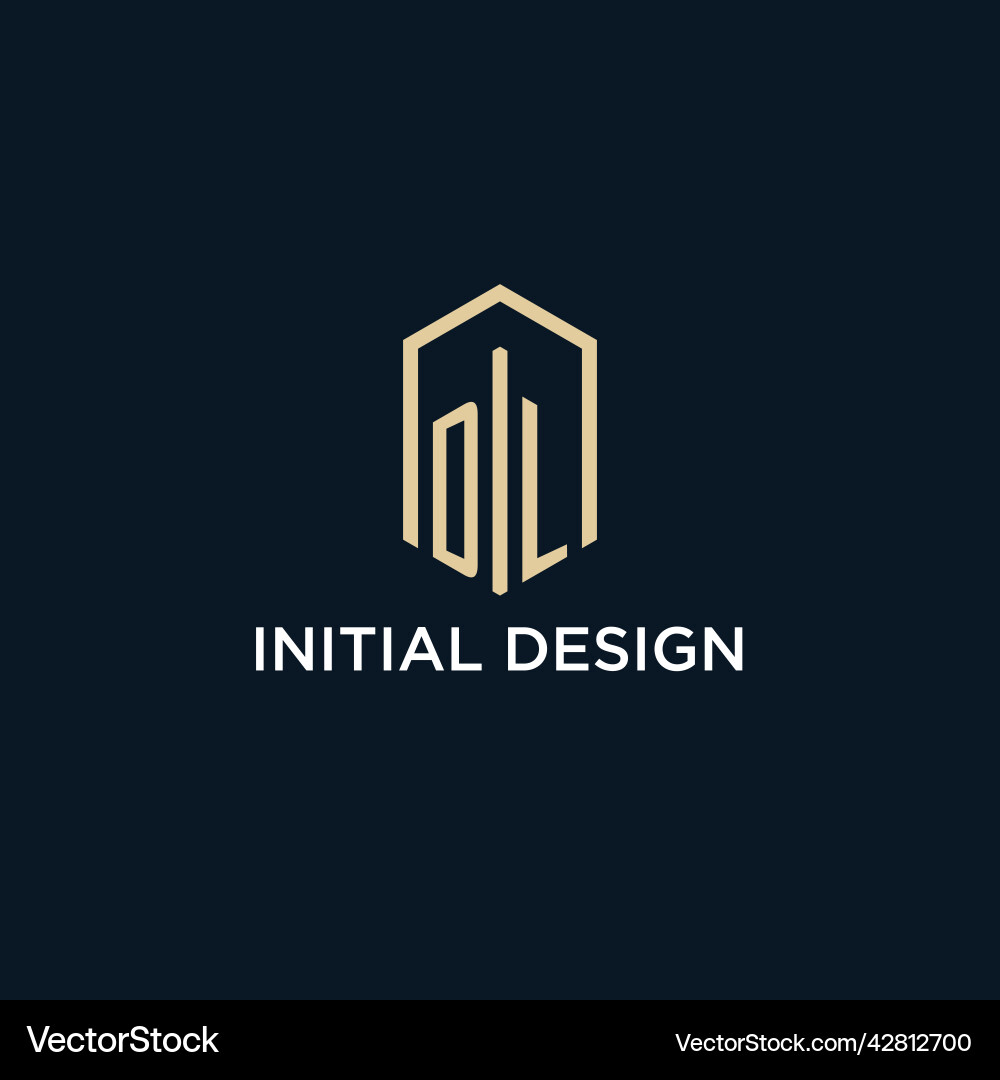 Dl initial monogram logo with hexagonal shape vector image