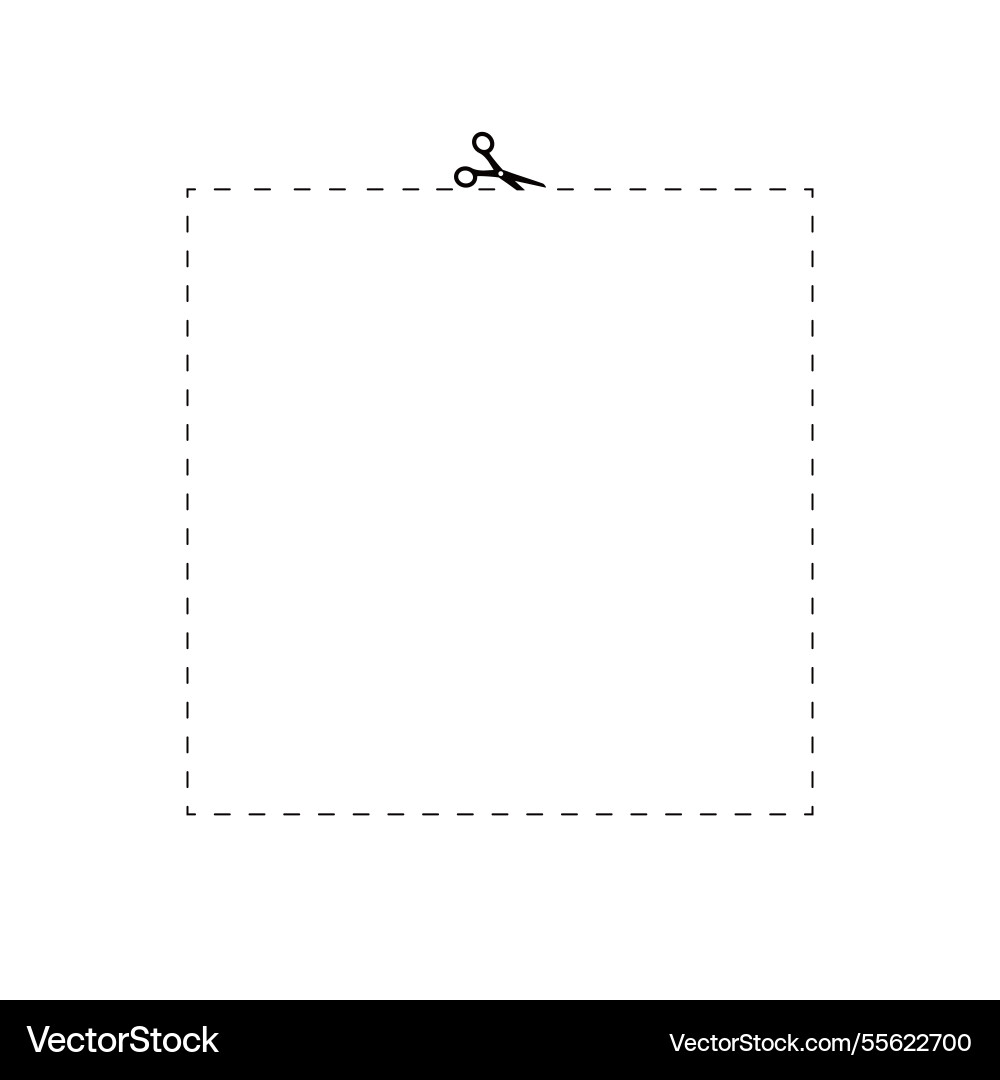 Dot marks in crop square shape scissor with dash vector image