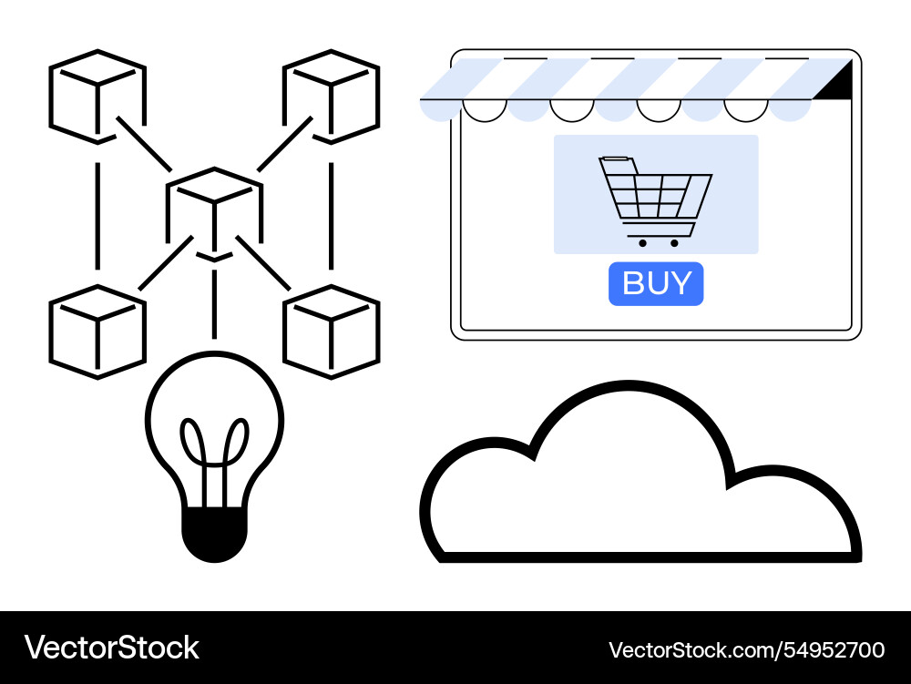 E-commerce innovations blockchain cloud computing E-commerce innovations blockchain cloud computing vector image