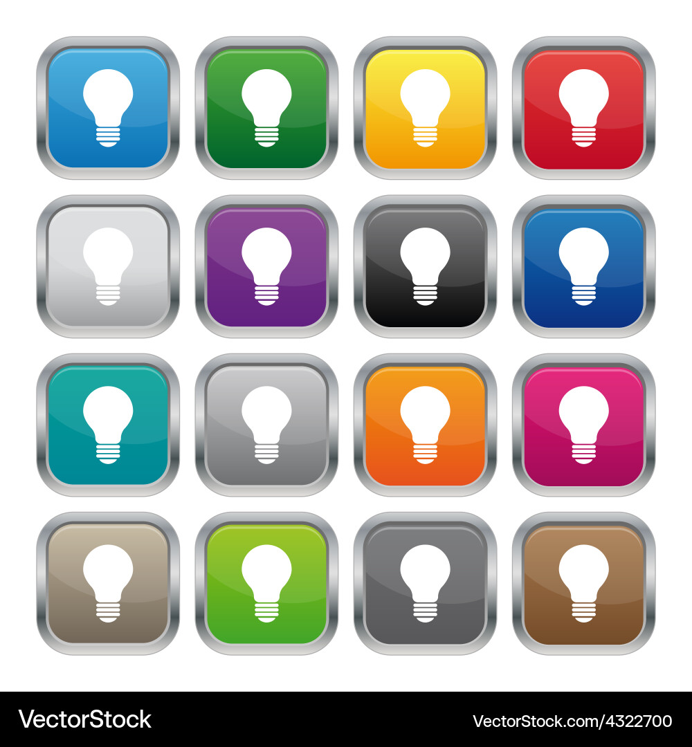 Lamp metallic square buttons Vector Image
