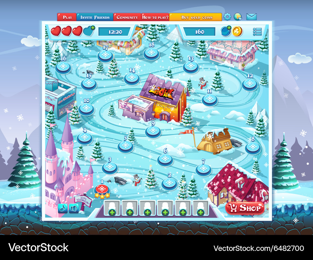 Merry christmas gui - map playing field window Vector Image