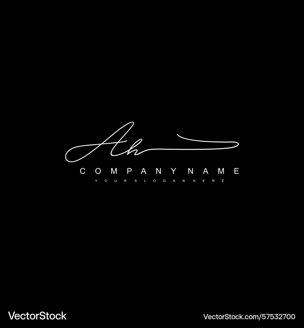 Minimal signature logo design with ah initials Vector Image