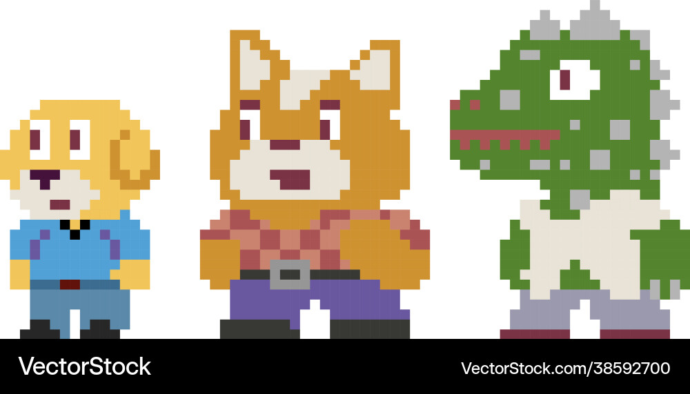 Pixel Character Set - Retro Game Style vector image