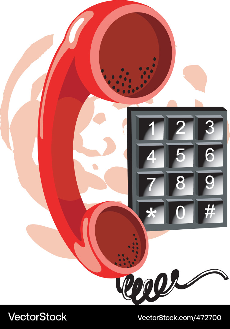Red Telephone Receiver with Numbers Vector Image