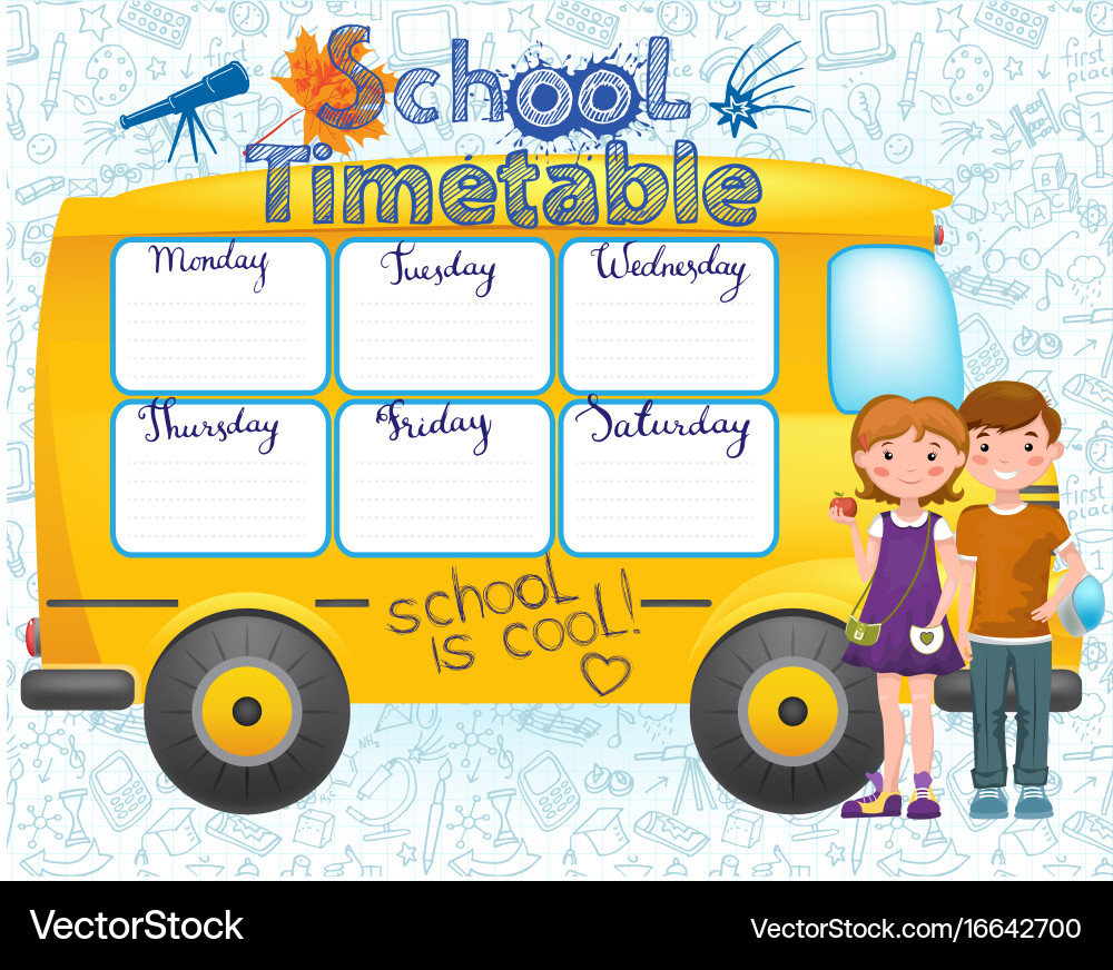 School bus image with timetable vector image