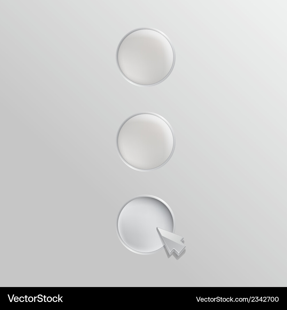 Three white buttons with cursor Vector Image