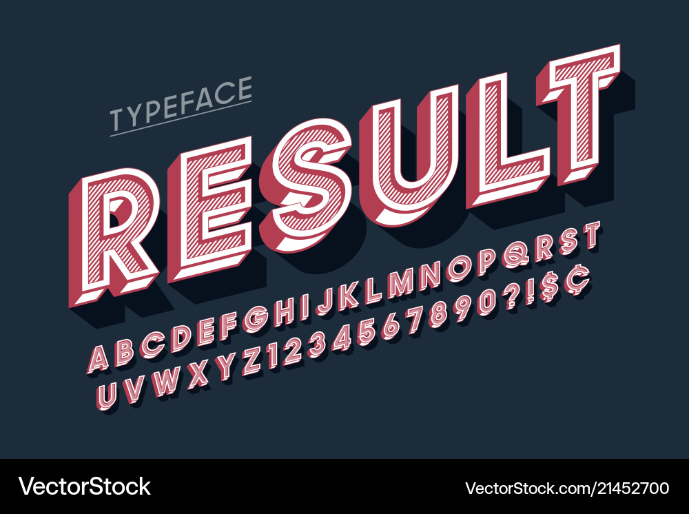 Vintage 3D Alphabet Font - Retro Style vector image