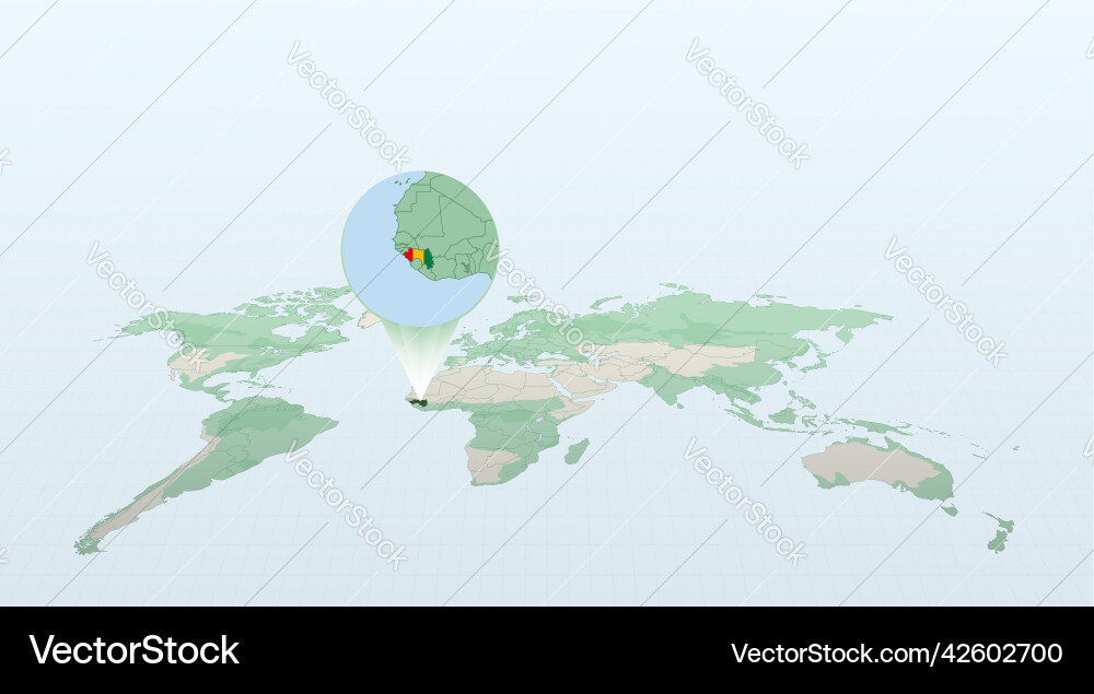 World map in perspective showing the location Vector Image