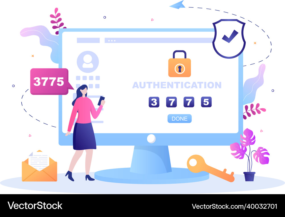 2fa two steps authentication password secure 2fa two steps authentication password secure vector image
