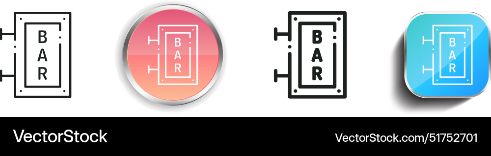 Bar icon thin linear regular and button style Bar icon thin linear regular and button style vector image