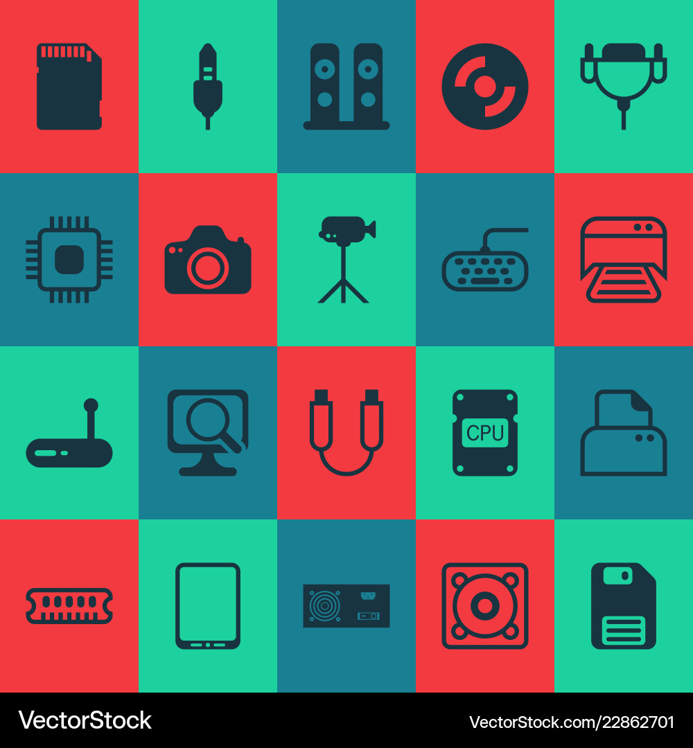 Computer icons set with central processor unit Computer icons set with central processor unit vector image