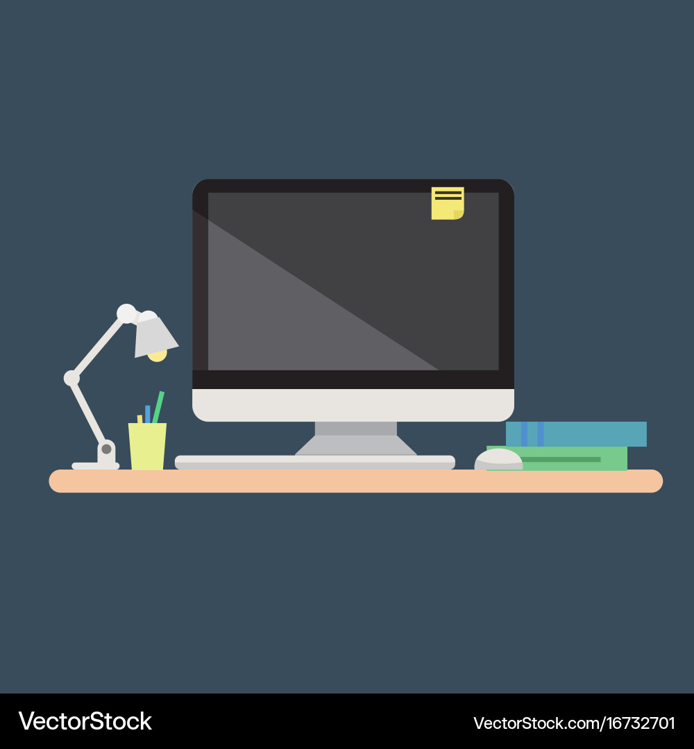 Computer with mouse and keyboard vector image